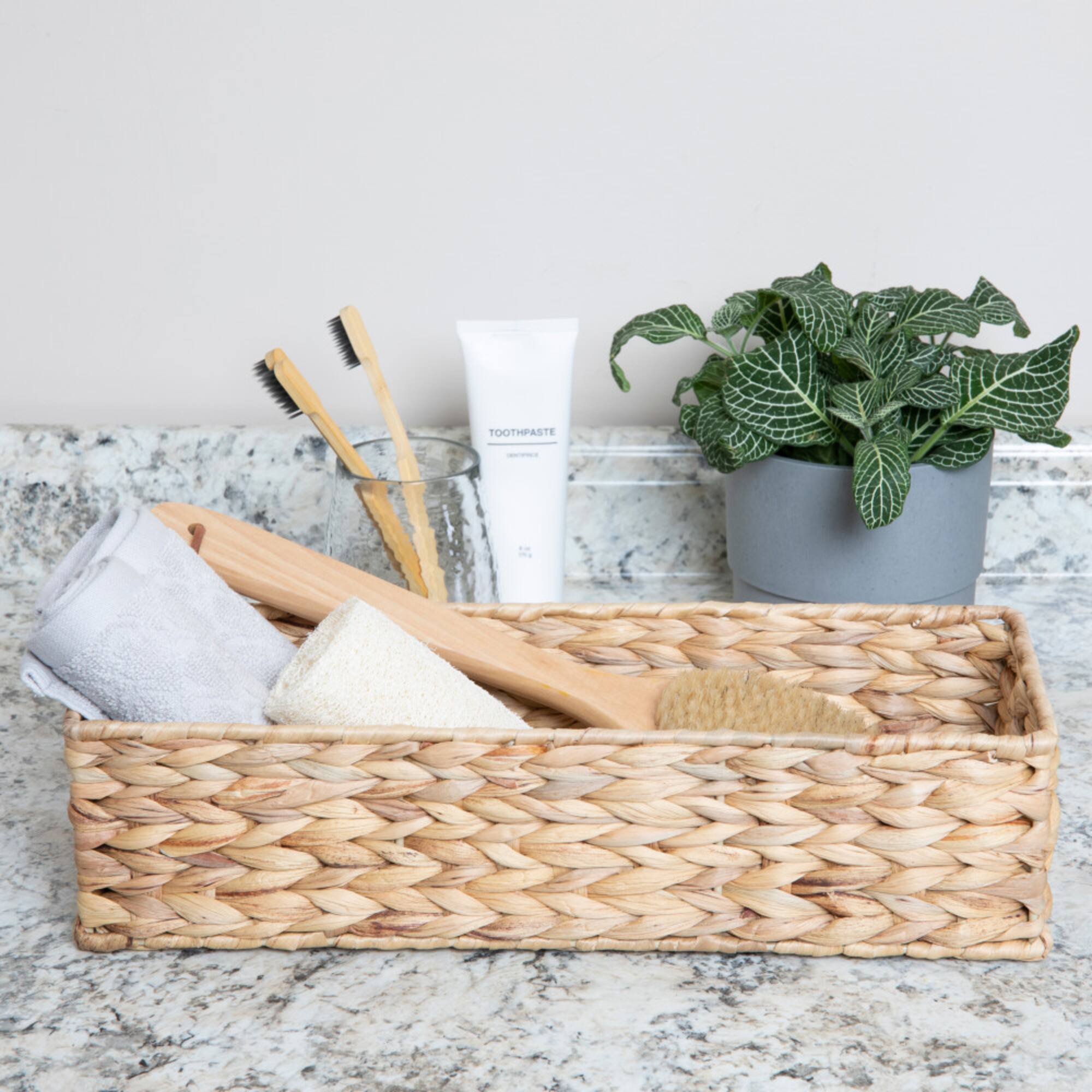Household Essentials Water Hyacinth Rectangular Storage Basket